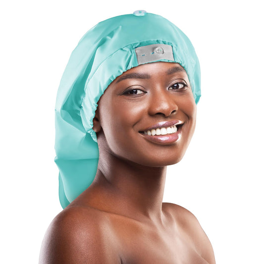 Kenllas Shower Cap for Women Large Shower Cap Adjustable Shower Cap Black Shower Cap Waterproof Shower Cap for Women Long Hair (cyan Small)