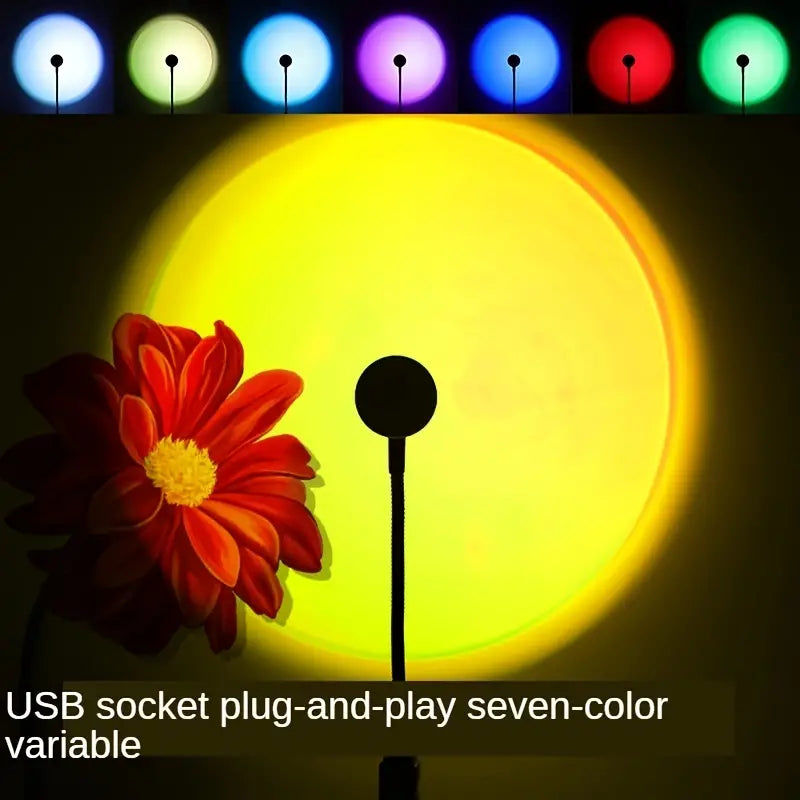 Energy Efficient Sunset Lamp with 7 Color LED Lighting